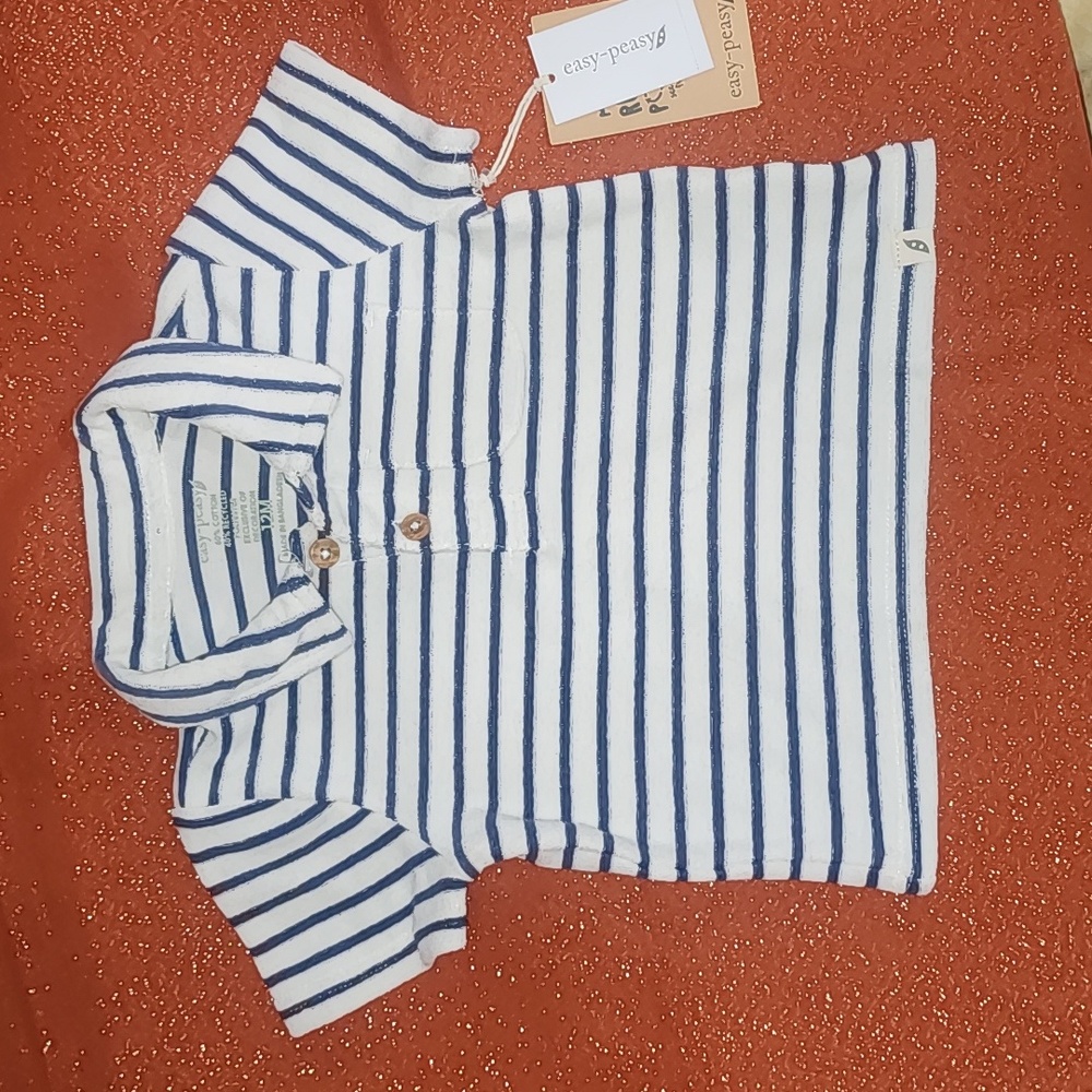 BRAND NEW Toddler Blue Striped Terry Polo